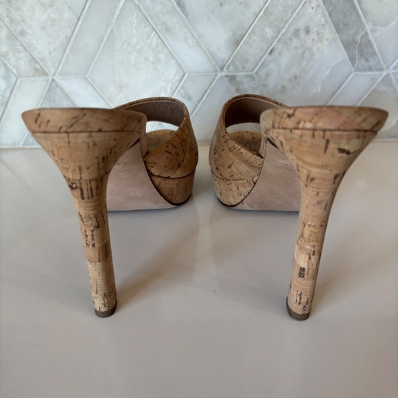 Veronica Beard Dali Tan Natural Cork Platform Heel Size 7 - Picture 3 of 7